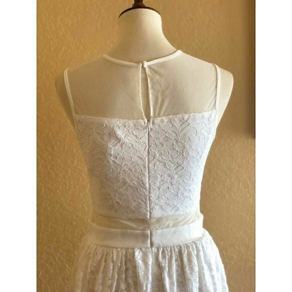 Love..Ady Women's White Mesh Floral Lace Dress M - Picture 10 of 12